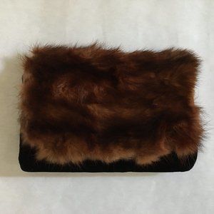 VINTAGE MINK & BLACK VELVET EVENING CLUTCH